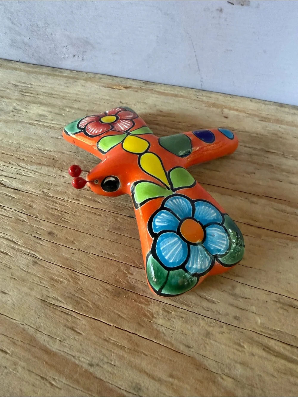 Hand-Painted Orange Talavera Floral Wall Accent